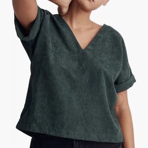 Madewell Corduroy Dark Green Blouse